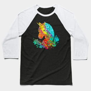 “Acrylic pour/Fluid Art Unicorn” Baseball T-Shirt
